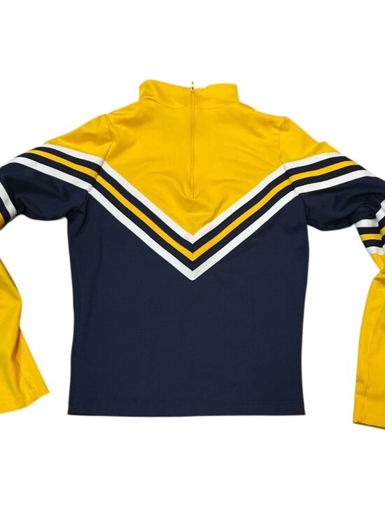Vintage Varsity SBS Blue Yellow Cheerleader Uniform Top Shirt Size LARGE - Picture 4 of 4
